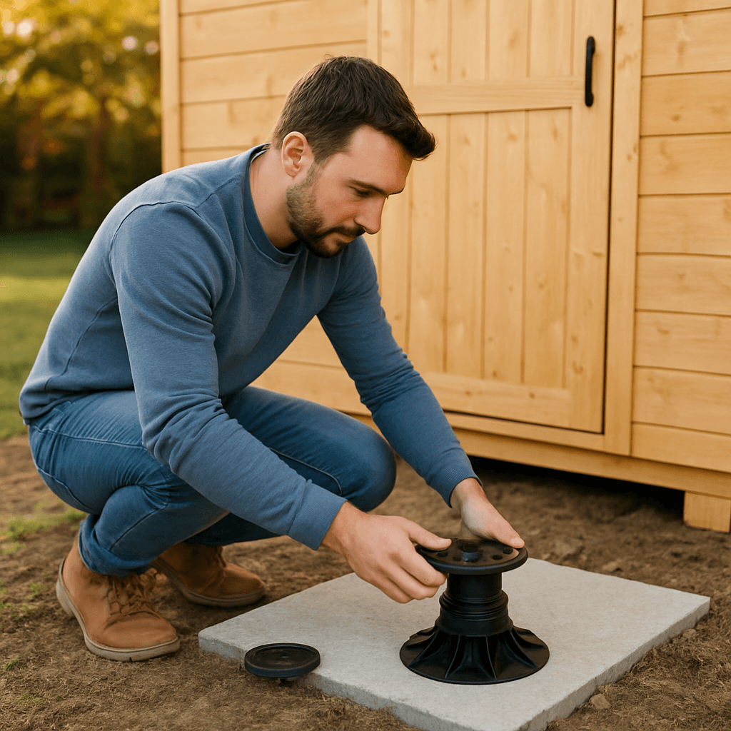 Abri de jardin : dalle ou plots réglables, le bon choix