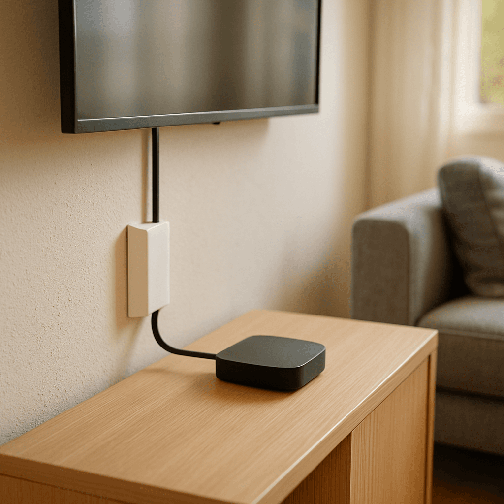 Cacher les câbles TV et box au salon sans percer