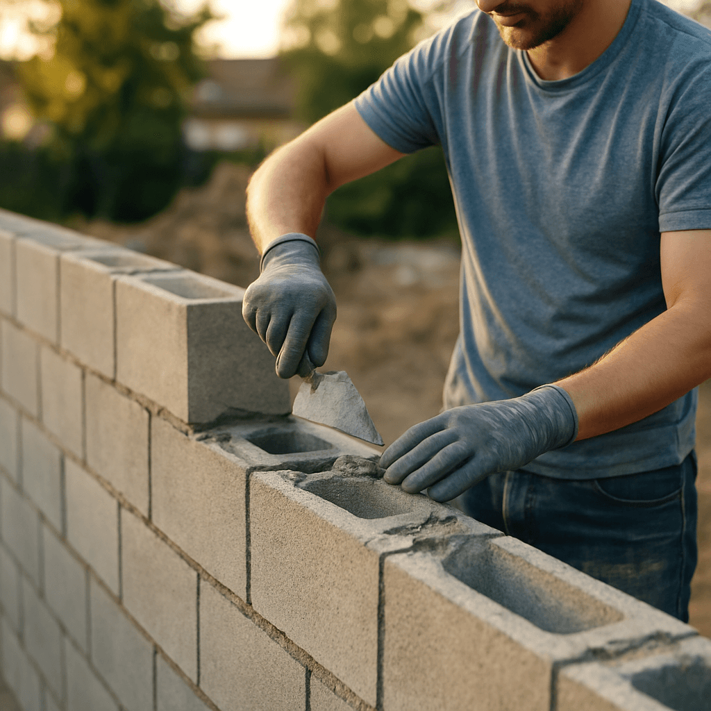 Monter un mur en parpaings d'équerre sans laser
