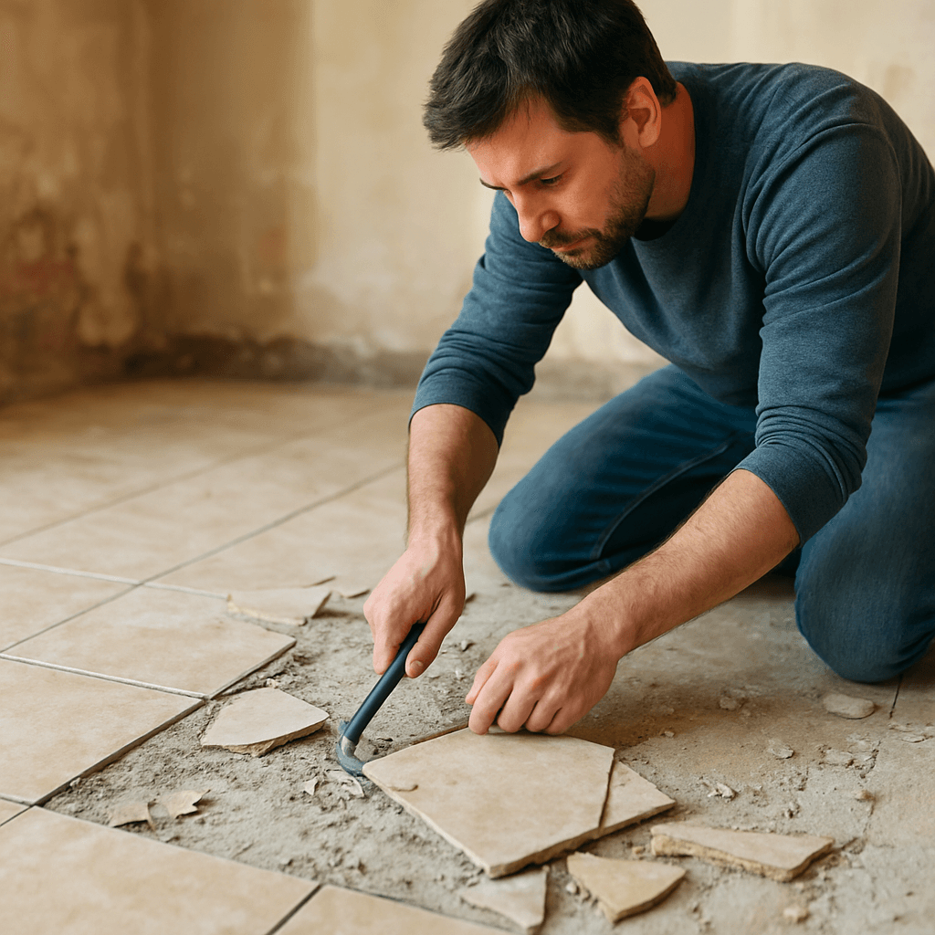 Déposer un carrelage au sol sans casser la chape