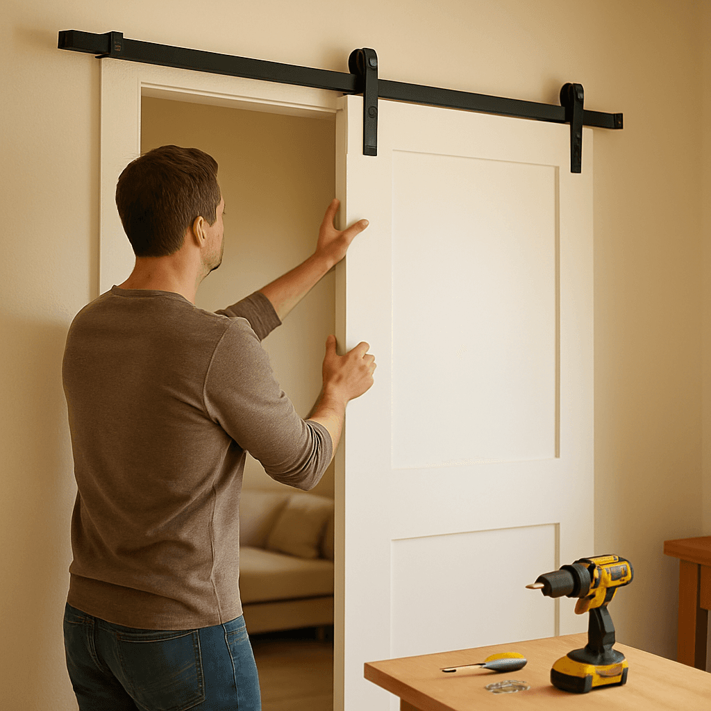 Poser une porte coulissante en applique sans rail tordu