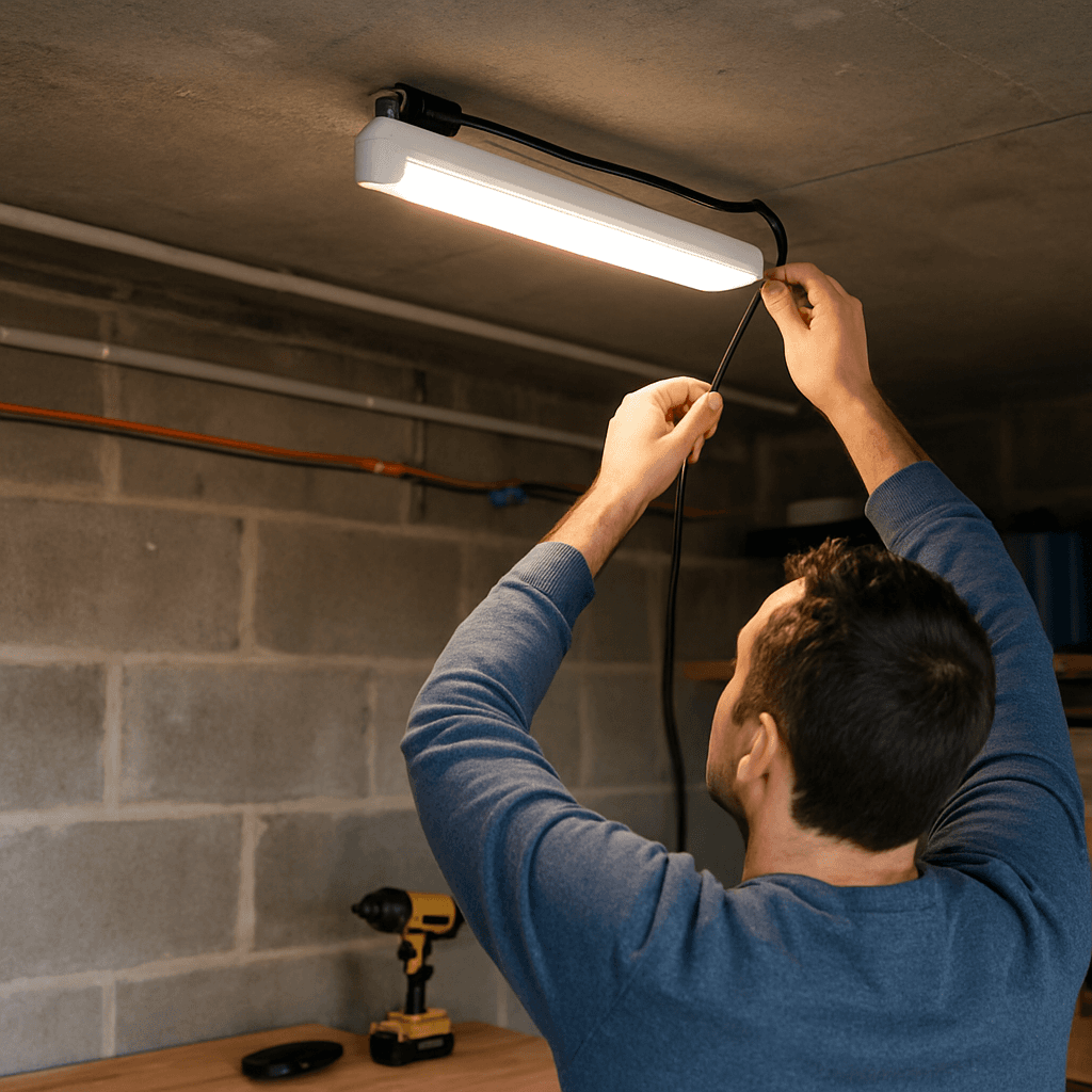Éclairage de garage : LED, zones et câblage sécurisé