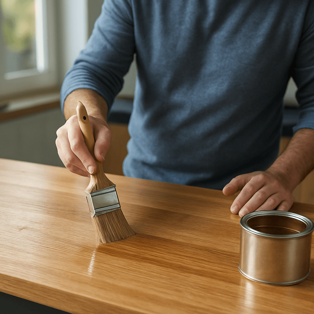 Vernir un plan de travail en bois sans traces ni bulles