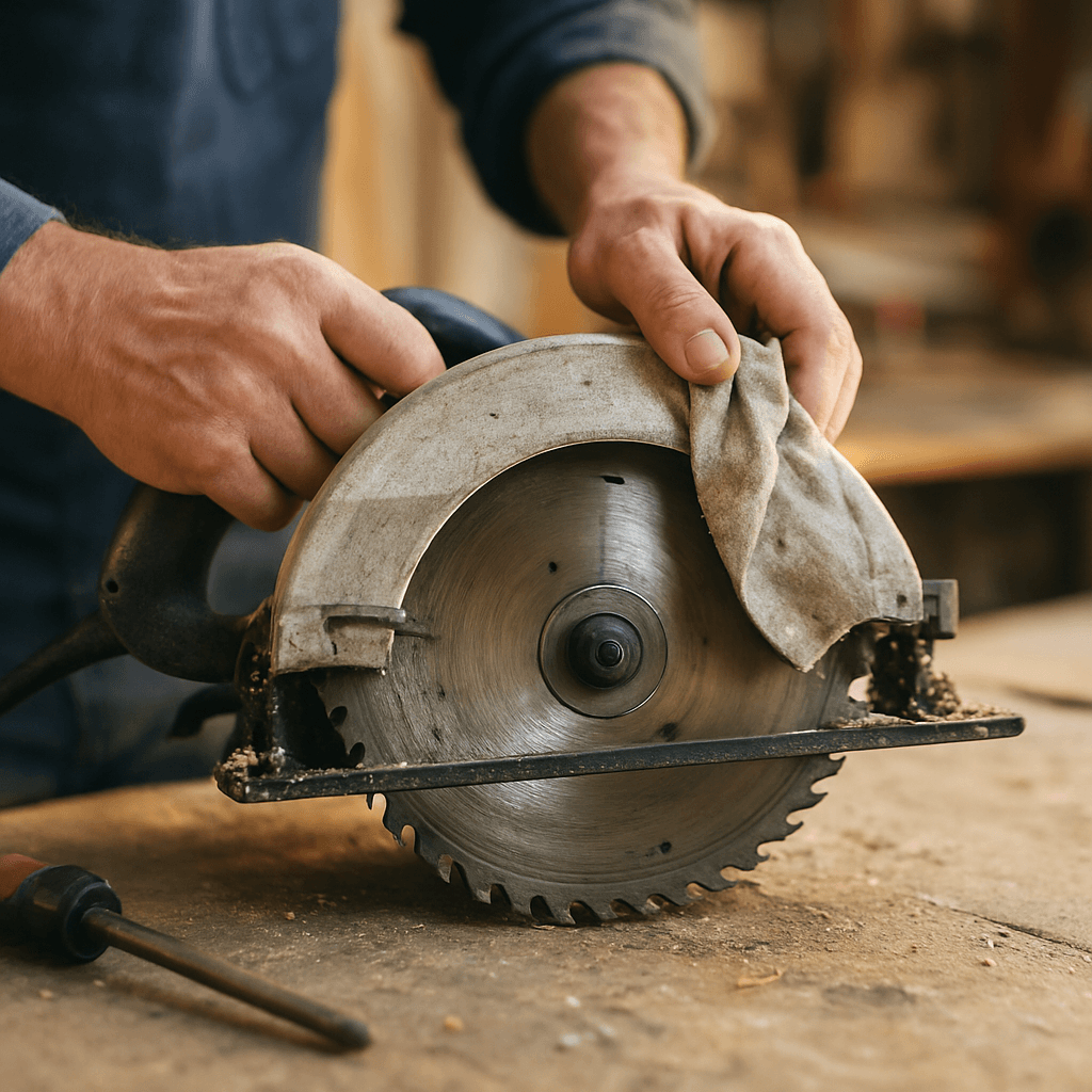 Nettoyer une scie circulaire encrassée sans la dérégler