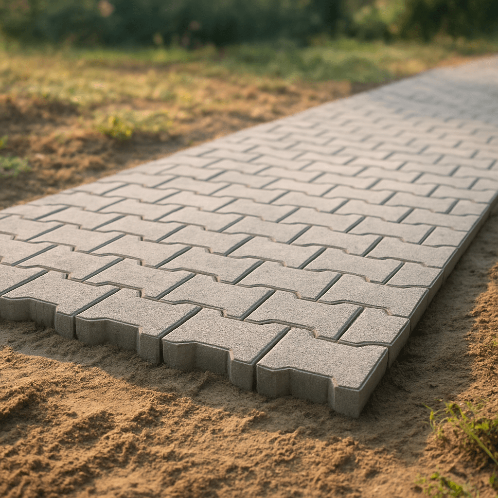 Allée en pavés autobloquants : pose sur sable sans tassement